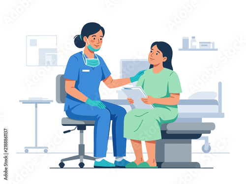 Caring Nurse Comforts Patient Offering Support And Hope