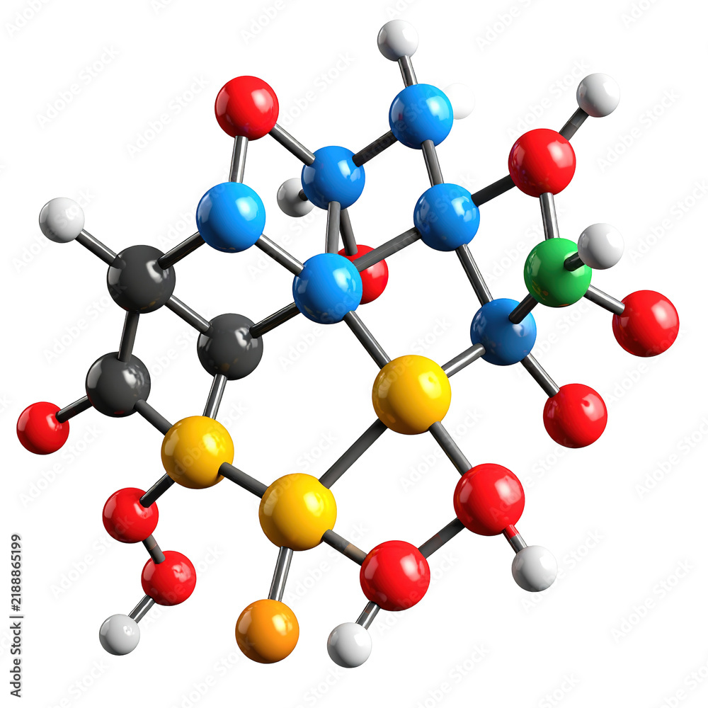 Obraz premium Detailed Molecular Structure of a Complex Chemical Compound Isolated on a Transparent Background.