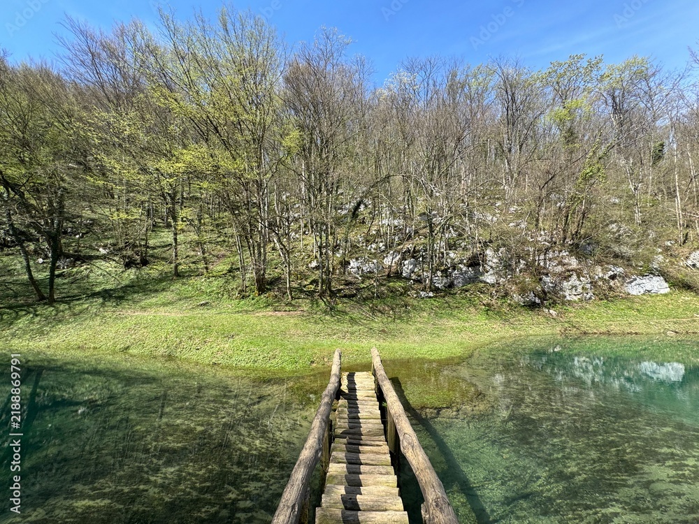 Fototapeta premium Schmidt lake (Green Lake) or Smit’s Lake in Donje Zagorje - Ogulin, Croatia (Šmitovo jezero ili Zeleno jezero kod Donjeg Zagorja - Ogulin, Hrvatska)