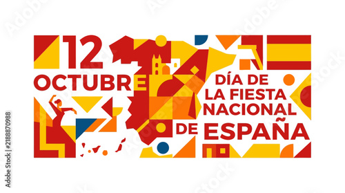 Abstract Geometric Spain National Day Celebration Graphic Design