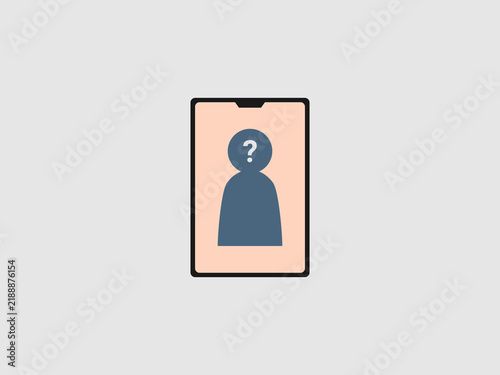 A smartphone screen displaying a silhouette profile of an unidentified user with a question mark
