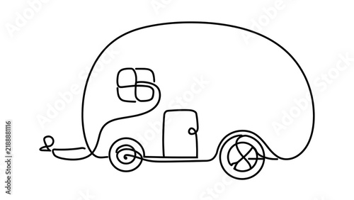 Vintage camper van white background.