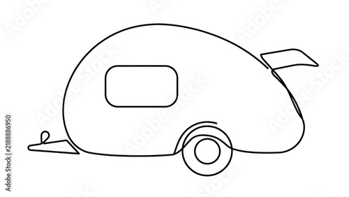 Vintage camper trailer white background.