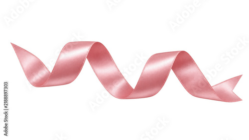 A delicate pink ribbon gracefully curls and twists, its satin texture shimmering under soft light , Transparent Background, AI generative
