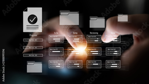Canvas Print Task management workflow dashboard visualizing to-do lists, ongoing tasks, revie