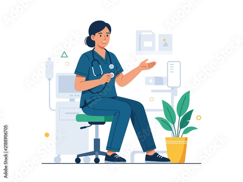 Medical Professional Consultation With Stethoscope In Clinic Setting