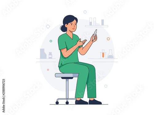 Medical Professional Demonstrates Thermometer Technique In Laboratory Setting