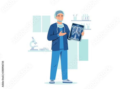 Medical Professional Demonstrating Skeletal X-Ray Results In A Clinical Setting