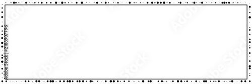 A rectangular frame featuring circles—both small and large—arranged along the outside to form a black rectangle.