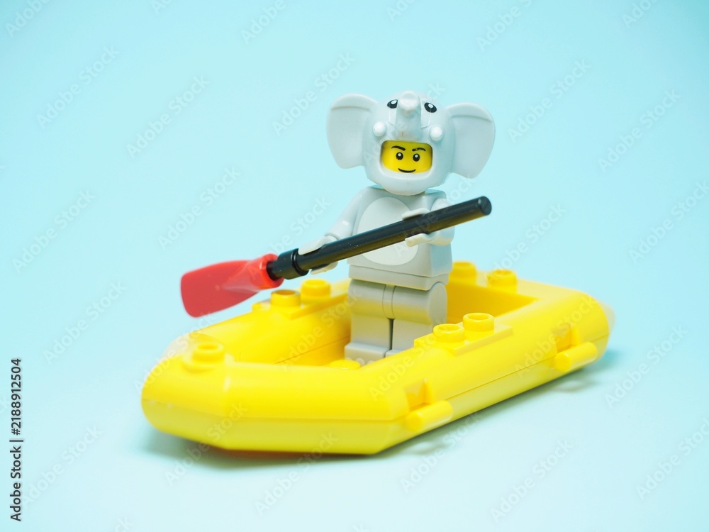 Fototapeta premium Indonesia - October 3, 2023 : Mini toy of action figure at table with blurred background.