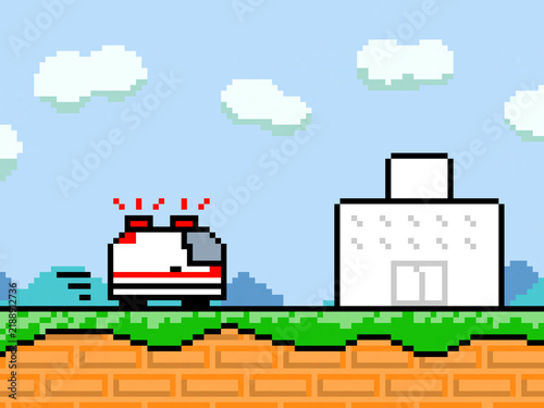 病院へ向かう救急車のドット絵