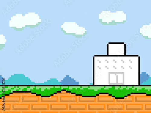 ピクセルアートの病院建物イラスト