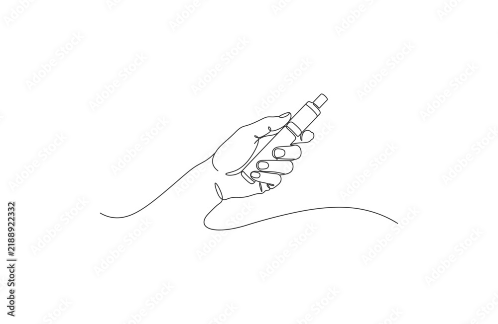 Obraz premium Minimalist Line Art Drawing of Hand Holding E-Cigarette Vape
