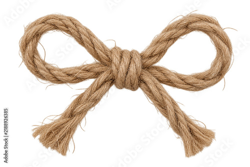 Natural Jute Twine Bow Knot Isolated on Transparent Background