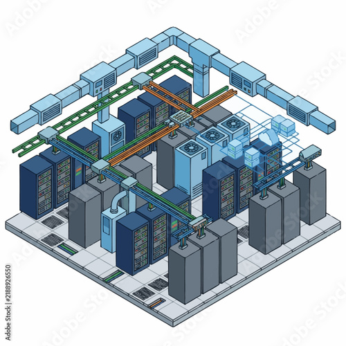Isometric Data Center Network Infrastructure Design.