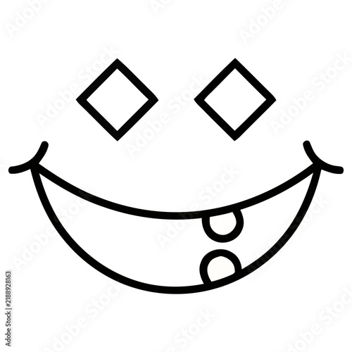Simple smiley face with diamond eyes and buck teeth