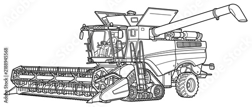 Foto Line Art Agricultural Combine Harvester Machine