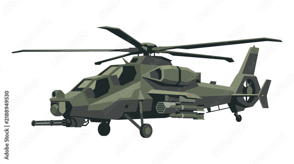 Obraz premium Vector Illustration of a Modern Military Attack Helicopter