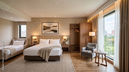 Spacious Family Hotel Bedroom With Modern Comfort