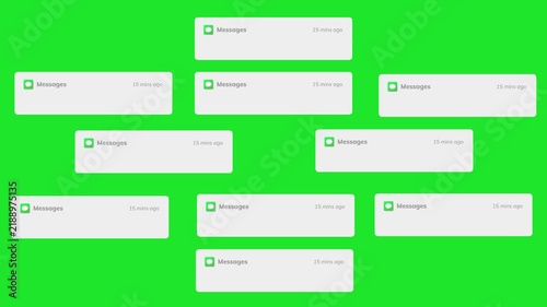 New Message Notification Pop-Up Animation on an transparent Green Screen background, Incoming Message notification alert animation with envelope icon, New Email Notification Icon with Unread Messages