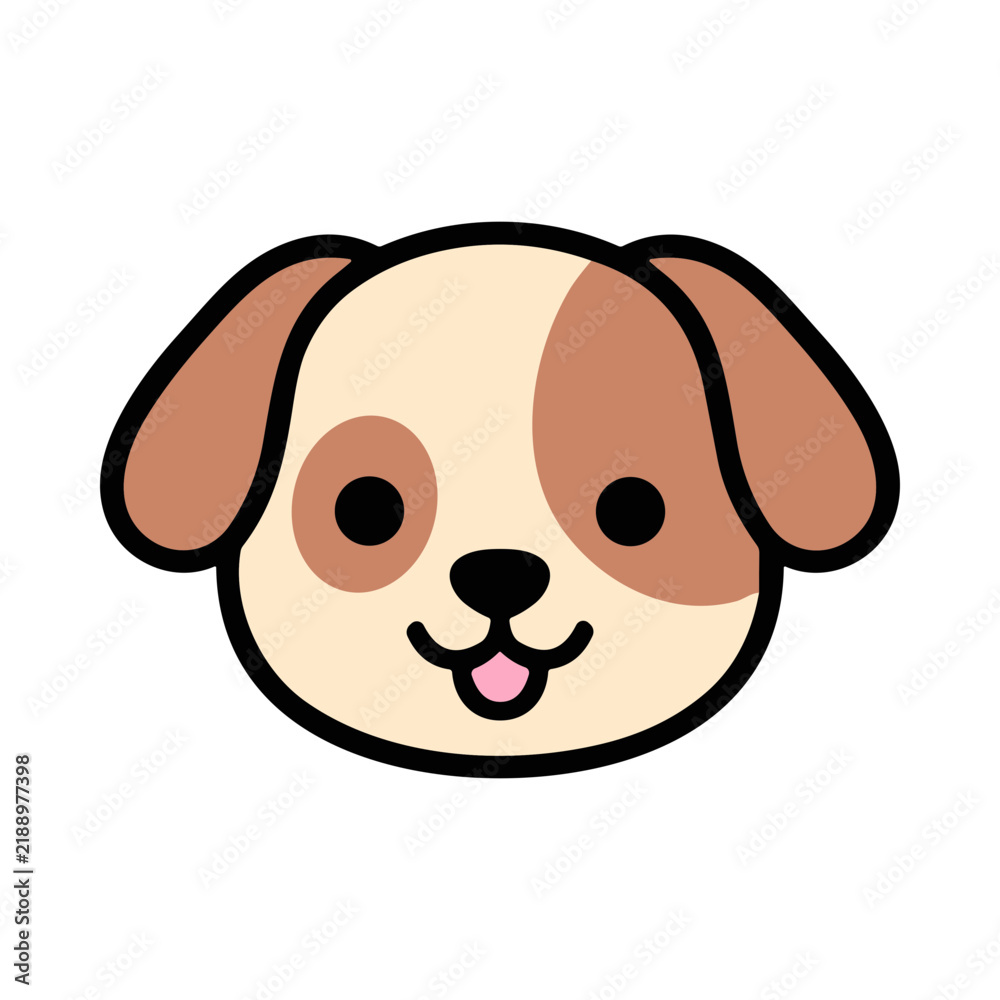 Fototapeta premium Pixel Art Illustration of a Cute Dog Face with Tongue Out
