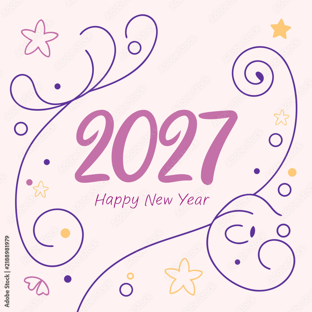 Obraz premium Pink Pastel Happy New Year 2027 Modern Greeting Background