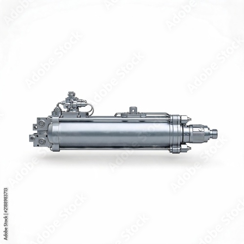 Aerospace Hydraulic Actuator for Aircraft Control Systems Isolated on White
