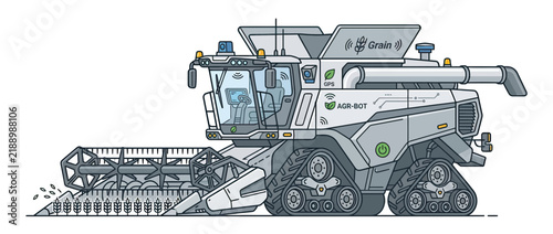 Foto Modern Combine Harvester illustration isolated on white
