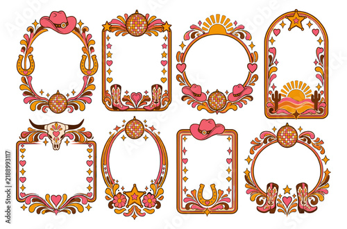Retro Disco Cowgirl Western Decorative Frame Set