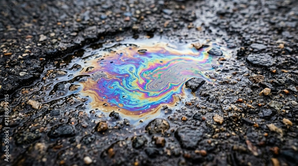 Obraz premium Colorful Oil Slick on Asphalt Road