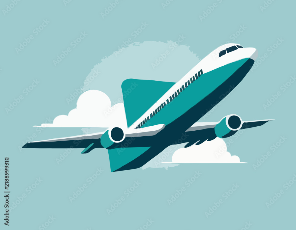 Fototapeta premium Plane Flying Image vector. Plane Flying Front Stock Illustrations.