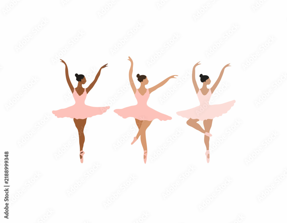 Fototapeta premium Ballet Logo Images. Three Ballerinas logo design image isolated on white background.