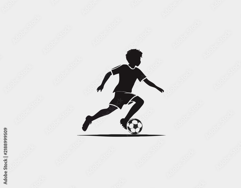 Fototapeta premium Kid soccer player logo design inspiration silhouette vector on white background.