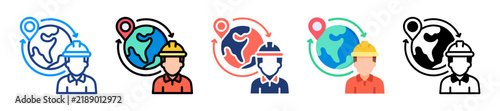 Labor Migration Icon Sheet Multiple Style Collection 
