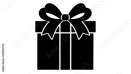 Minimalist black gift box with decorative bow for holiday branding and packaging design