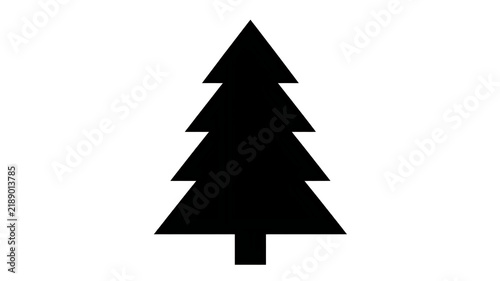 Minimalist black silhouette of a Christmas tree isolated on a white background