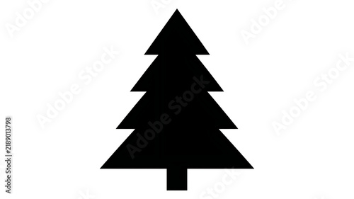 Black silhouette of a Christmas tree isolated on a white background