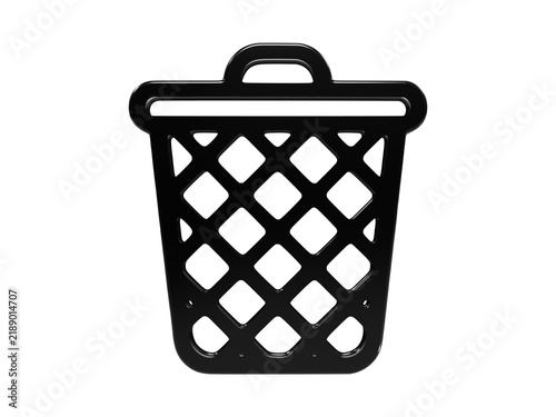 Bild auf Leinwand Trash bin icon black glossy 3d design for digital waste management cleanup feature
