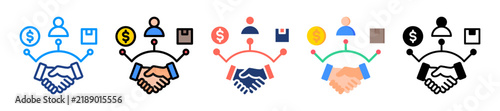 Trade Coordination Icon Sheet Multiple Style Collection 