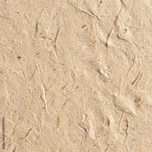 Warm Beige Recycled Fiber Paper with Organic Grain Texture