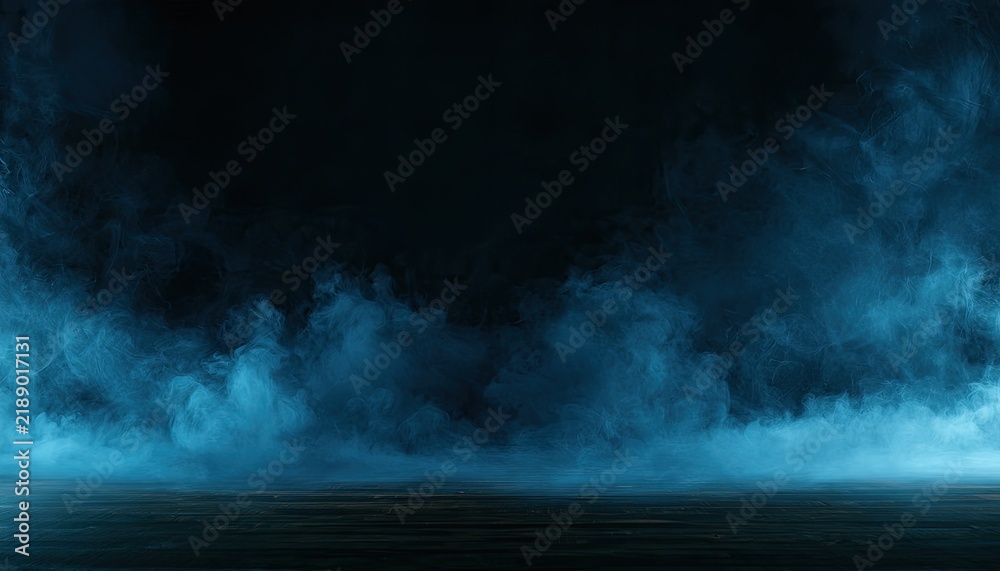 Fototapeta premium Ethereal blue mist billows across a dark, textured surface