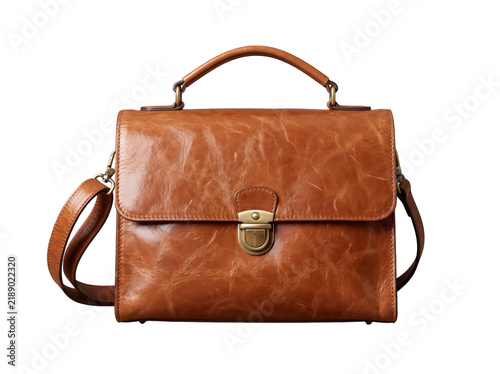 Brown leather crossbody handbag with tassel detail