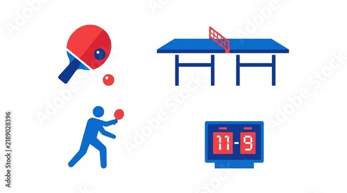 Obraz na płótnie Table Tennis Ping Pong Sport Flat Vector Icon Set