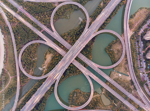 Canvas Print Wuhan South Ring Road Elevated Interchange Aerial View