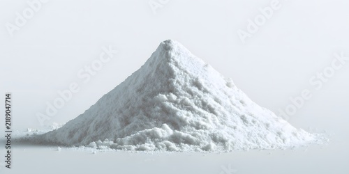 Pile of fine white powder with soft texture on a clean light background