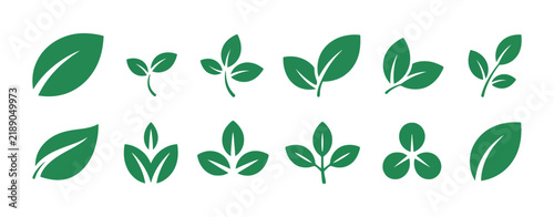 Green leaf icon set for eco nature and organic concept vector