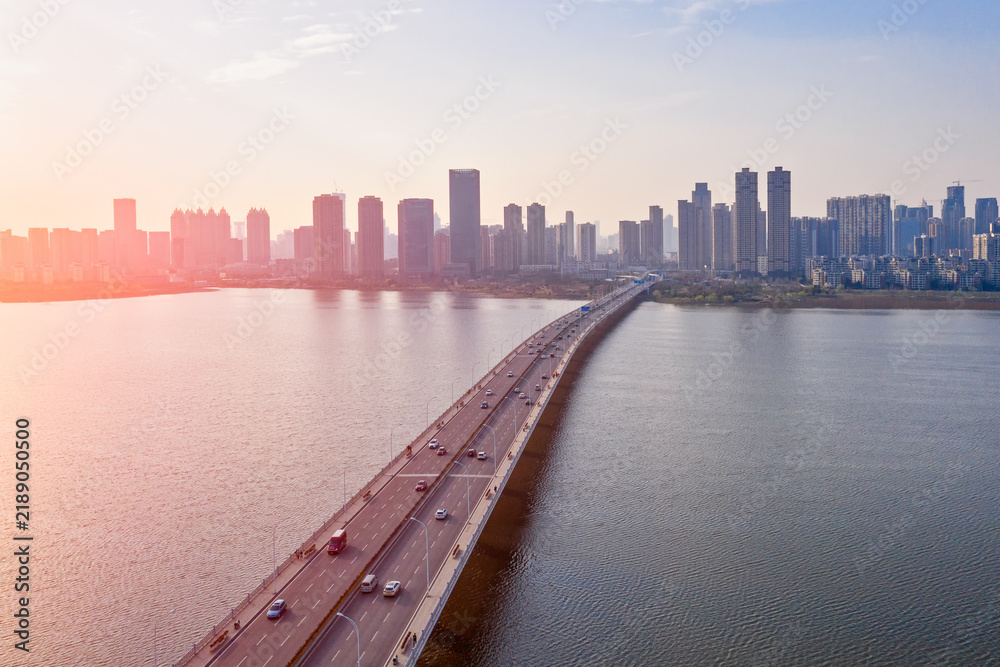 Fototapeta premium Toronto Skyline and Gardiner Expressway Bridge at Sunset