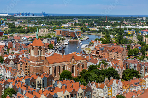 Gdansk Old Town Aerial View, Poland - Historic Architecture and River