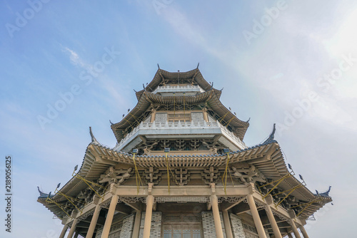 Canvastavla Traditional Chinese Pagoda Tower in Huai'an with Upturned Eaves