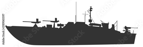 Foto Battleship black silhouette. Navy army force ship